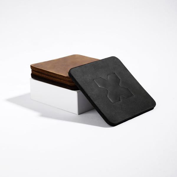 MOODBOX LEATHER COASTERS - DARK (SET OF 2)