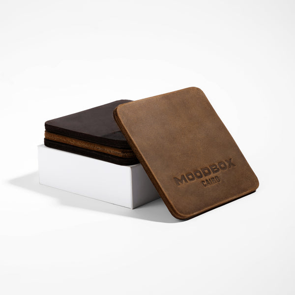 MOODBOX LEATHER COASTERS - BROWN (SET OF 2)