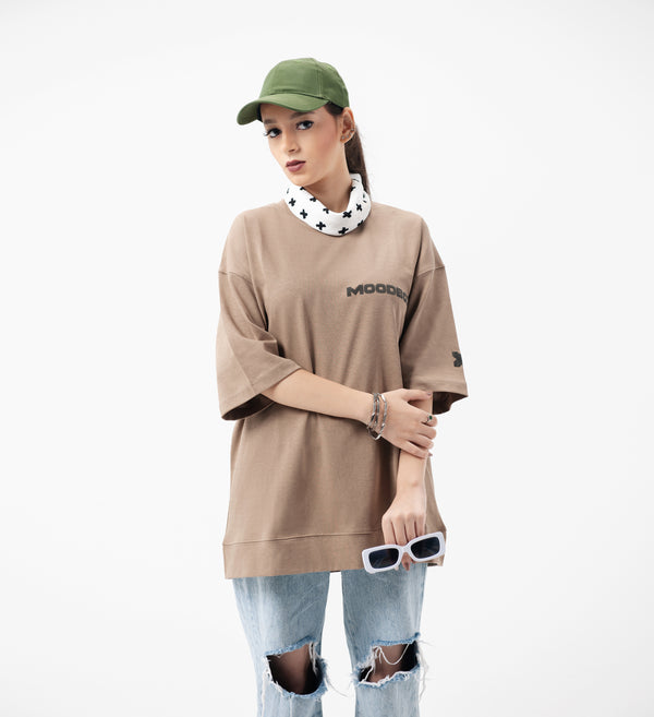 OVERSIZED MIDWEIGHT COTTON T-SHIRT - DARK BEIGE