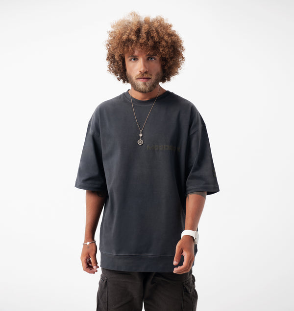 OVERSIZED MIDWEIGHT COTTON T-SHIRT - DARK GREY