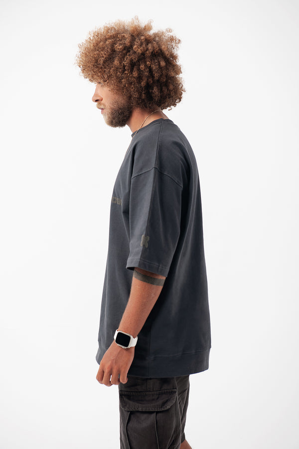 OVERSIZED MIDWEIGHT COTTON T-SHIRT - DARK GREY