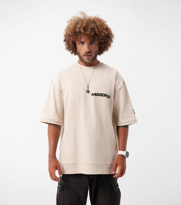 OVERSIZED MIDWEIGHT COTTON T-SHIRT - BEIGE