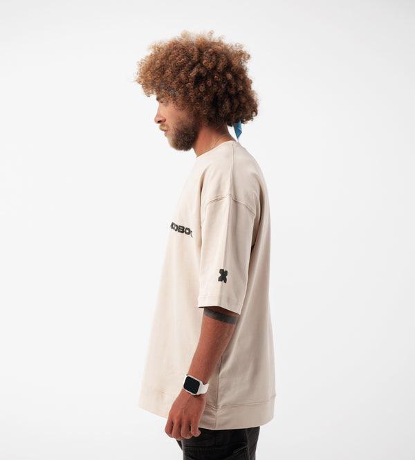 OVERSIZED MIDWEIGHT COTTON T-SHIRT - BEIGE