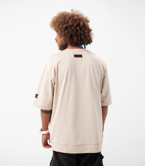 OVERSIZED MIDWEIGHT COTTON T-SHIRT - BEIGE